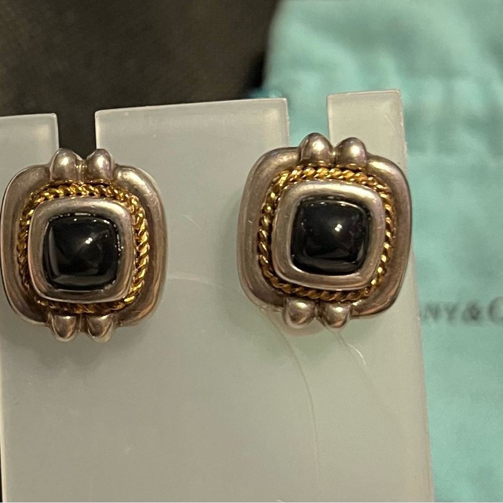 Tiffany & Co. Vintage EUC 925 18k Onyx Earrings